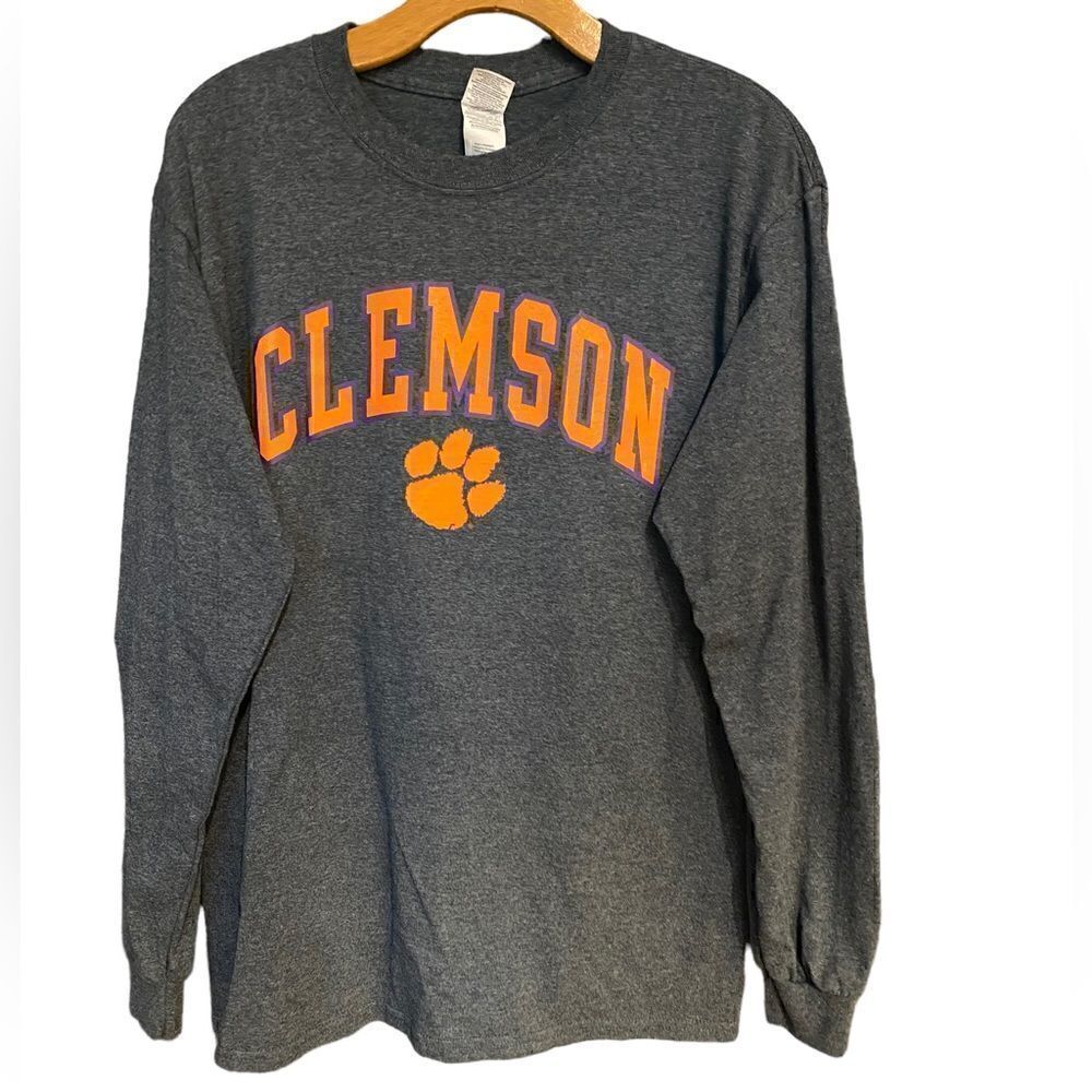 Clemson University Sz M Gray Tiger Fall Football Athletic Long Sleeve T-Shirt
